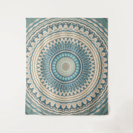 Licht Blauwgroen Beige Mandala Wandkleed
