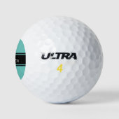Licht Blauwgroen Black Stripes Script Naam Monogra Golfballen (Logo)