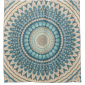 Licht Blauwgroen Blauw Beige Mandala   Douchegordijn (Voorkant)