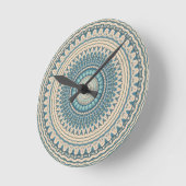 Licht Blauwgroen Blauw Beige Mandala Ronde Klok (Hoek)