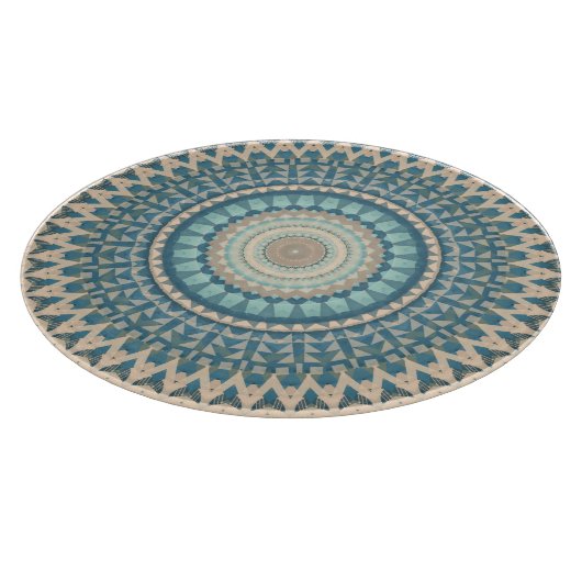 Licht Blauwgroen Blauw Beige Mandala Snijplank (Hoek)