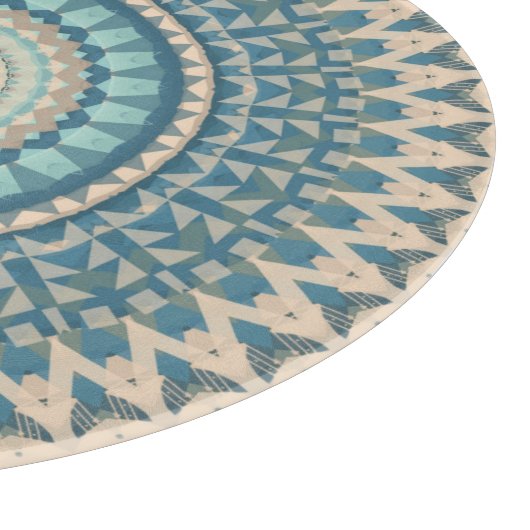 Licht Blauwgroen Blauw Beige Mandala Snijplank (Hoek)
