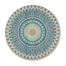 Licht Blauwgroen Blauw Beige Mandala
