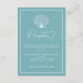 Licht Blauwgroen Blauw Seashell Beach Bruiloft Rec Informatiekaartje