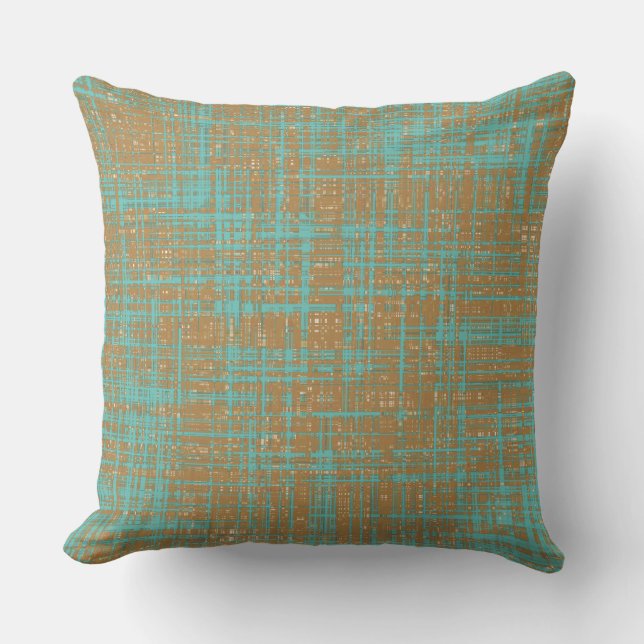 Licht Blauwgroen Bruin Beige Abstract Modern Kussen (Voorkant)