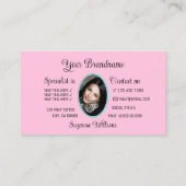 Licht Blauwgroen Cute Pink Heart met Monogram en F Visitekaartje (Achterkant)