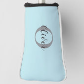 Licht Blauwgroen Elegant Monogram Script Naam Golfheadcover (Draai 90)