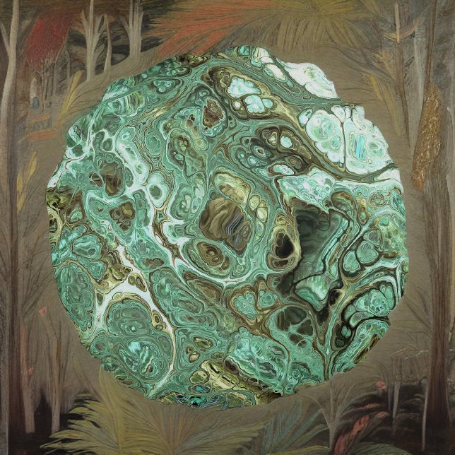 Licht Blauwgroen en Grijs Faux Marmer Rond Kussen (Creator heeft geüpload)