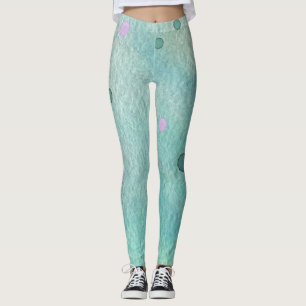 Licht Blauwgroen en orchidee Paarse schilderplaatj Leggings