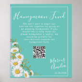 Licht Blauwgroen en White Daisies Honeymoon Fonds Poster (Voorkant)