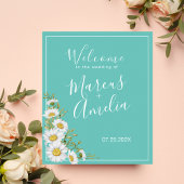 Licht Blauwgroen en White Daisies Weddenschap Welk Poster
