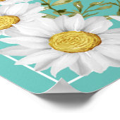Licht Blauwgroen en White Daisies Weddenschap Welk Poster (Hoek)