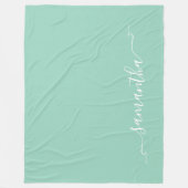 Licht Blauwgroen en Wit Lint Swash Handtekening Na Fleece Deken (Voorkant)