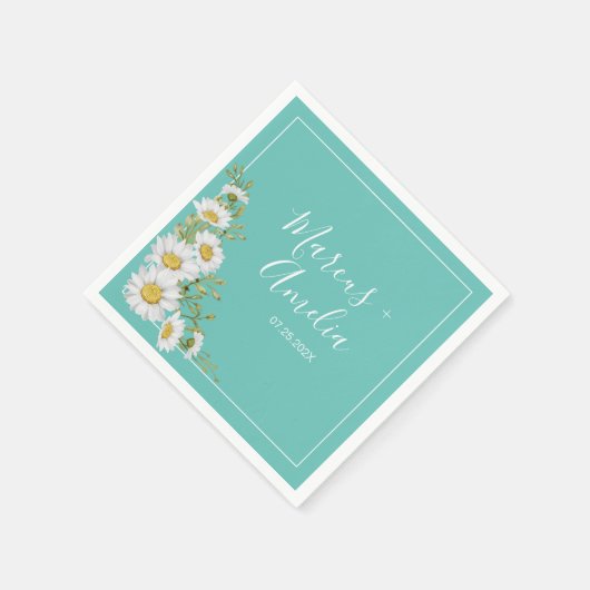 Licht Blauwgroen en wittebruidspapier Servet (Hoek)