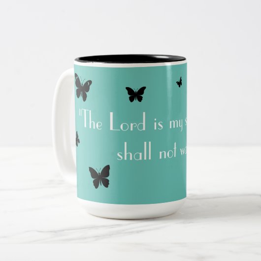 Licht Blauwgroen Geloof Mok (Voorkant links)