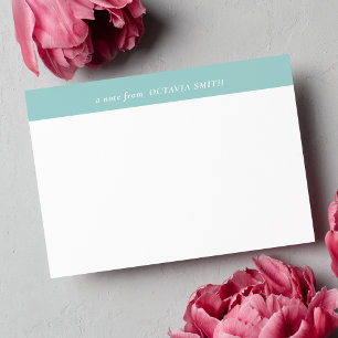 LICHT BLAUWGROEN GEPERSONALISEERD FAMILIENAAM MONO NOTITIEKAARTJE