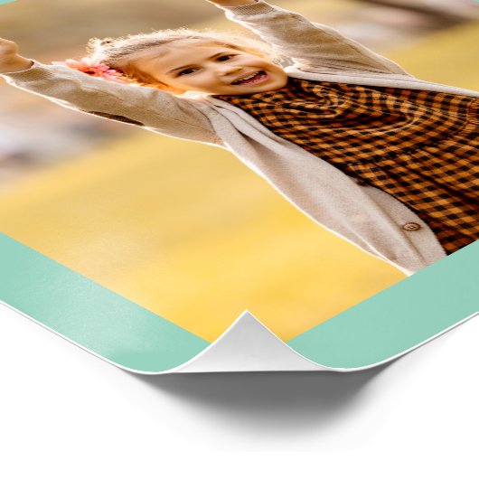 Licht Blauwgroen Grieks Sleutel Monogram 8 Fotocol Perfect Poster (Hoek)