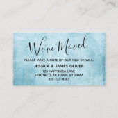Licht Blauwgroen Grunge "We hebben verplaatst" Beh Informatiekaartje (Voorkant)