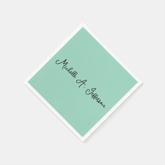 Licht Blauwgroen handschrift Creative Trendy Naam Servet (Hoek)