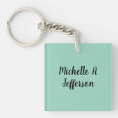 Licht Blauwgroen handschrift Creative Trendy Naam Sleutelhanger (voorkant)