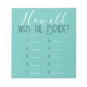 Licht Blauwgroen Hoe oud was het bruidsspel antwoo Notitieblok (Voorkant)