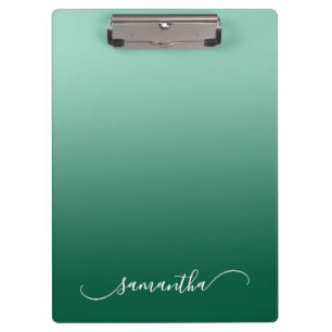 Licht Blauwgroen Hunter Green Ombre Curved Swash N Klembord