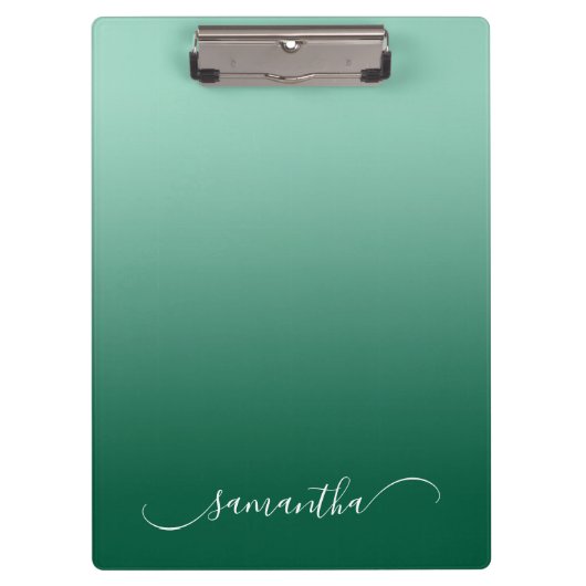 Licht Blauwgroen Hunter Green Ombre Curved Swash N Klembord (Voorkant)