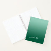 Licht Blauwgroen Hunter Green Ombre Curved Swash N Notitieboek (Binnen)