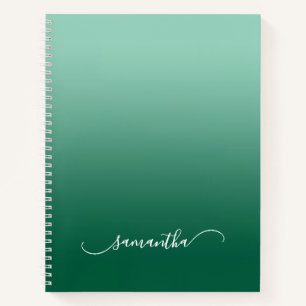 Licht Blauwgroen Hunter Green Ombre Curved Swash N Notitieboek