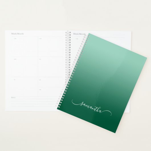 Licht Blauwgroen Hunter Green Ombre Curved Swash N Planner (Display)