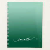 Licht Blauwgroen Hunter Green Ombre Curved Swash N Planner (Voorkant)