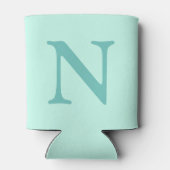 Licht Blauwgroen Initiaal Letter Trendy Pastel Min Blikjeskoeler (Achterkant)