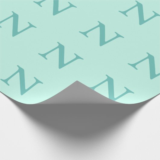 Licht Blauwgroen Initiaal Letter Trendy Pastel Min Cadeaupapier (Hoek)