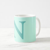 Licht Blauwgroen Initiaal Letter Trendy Pastel Min Koffiemok (Voorkant rechts)