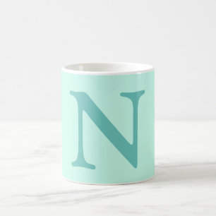 Licht Blauwgroen Initiaal Letter Trendy Pastel Min Koffiemok
