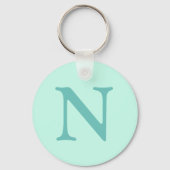 Licht Blauwgroen Initiaal Letter Trendy Pastel Min Sleutelhanger (Voorkant)