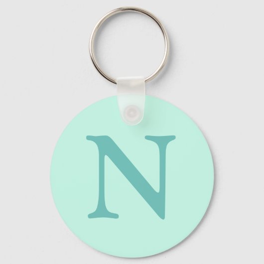 Licht Blauwgroen Initiaal Letter Trendy Pastel Min Sleutelhanger (Achterkant)