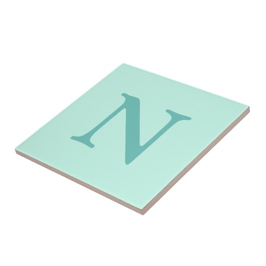 Licht Blauwgroen Initiaal Letter Trendy Pastel Min Tegeltje (Zijkant)