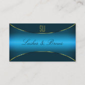 Licht Blauwgroen met Gold Border en Monogram Moder Visitekaartje (Voorkant)