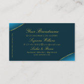 Licht Blauwgroen met Gold Shimmer Border en Logo Visitekaartje (Achterkant)