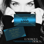 Licht Blauwgroen met Gold Shimmer Border en Logo Visitekaartje
