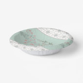 Licht Blauwgroen met rozeroze bloemig Papieren Kommen (Gebogen)