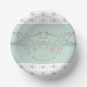 Licht Blauwgroen met rozeroze bloemig Papieren Kommen (Voorkant)