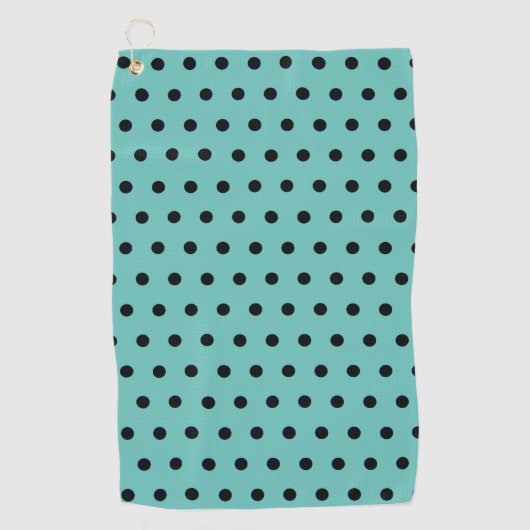 Licht Blauwgroen met zwarte poolpunten Golfhanddoek (Voorkant)