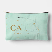 Licht Blauwgroen minimalistisch gouden monogram El Etui (Voorkant)