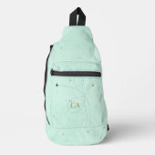 Licht Blauwgroen minimalistisch monogram gouden vl Sling Bag (Voorkant)