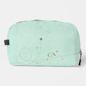 Licht Blauwgroen minimalistisch monogram gouden vl Toilettasje (Voorkant)