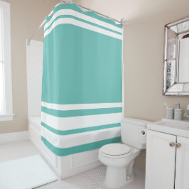 Licht Blauwgroen: Moderne lijnen in wit Douchegordijn