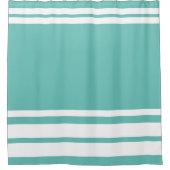 Licht Blauwgroen: Moderne lijnen in wit Douchegordijn (Voorkant)