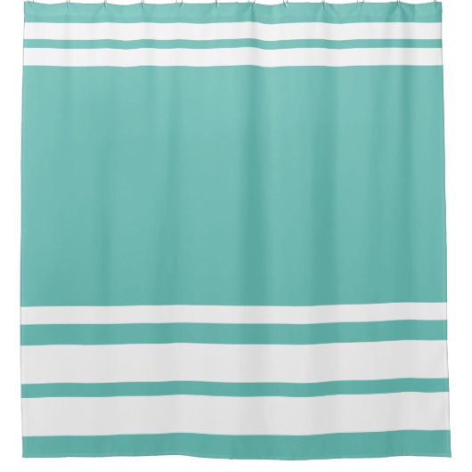 Licht Blauwgroen: Moderne lijnen in wit Douchegordijn (Voorkant)